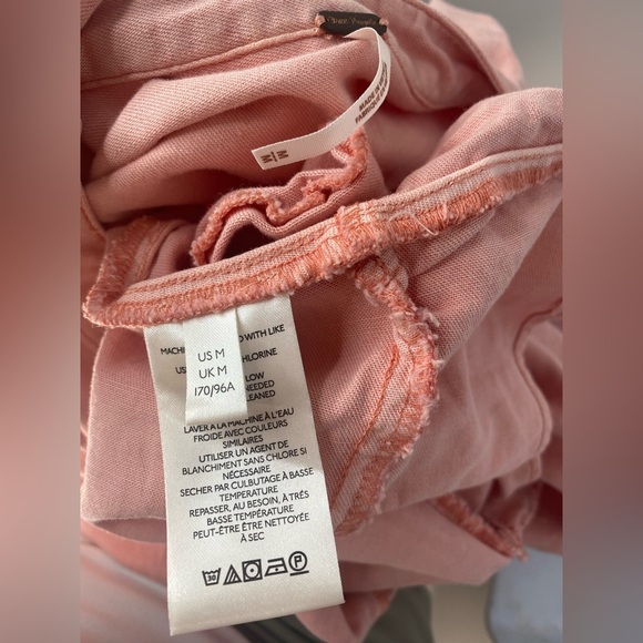 Free People M Denim Agnus Juliet Blush Pink Ruffle Dress - Picture 7 of 8